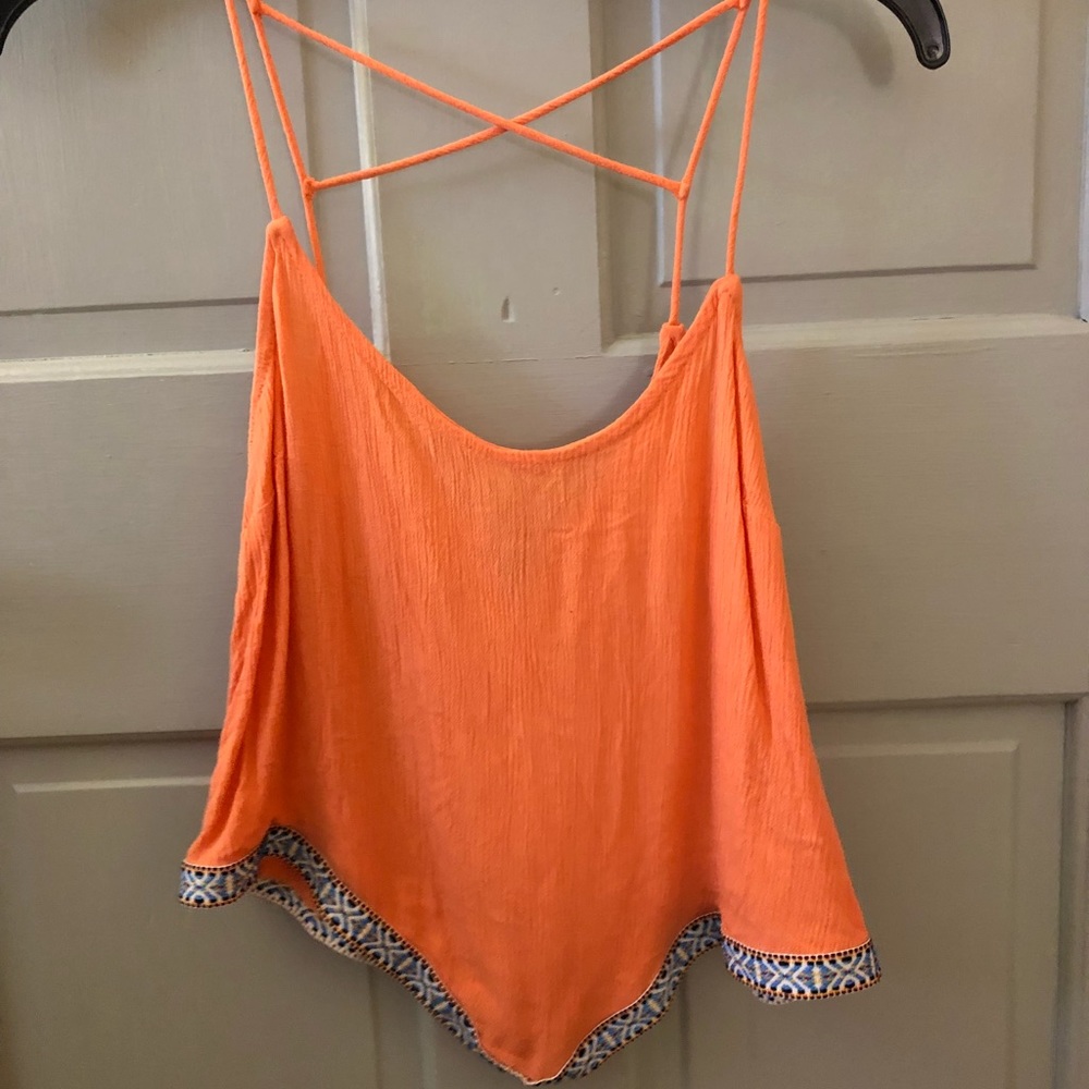 Peach cross cross back crop top